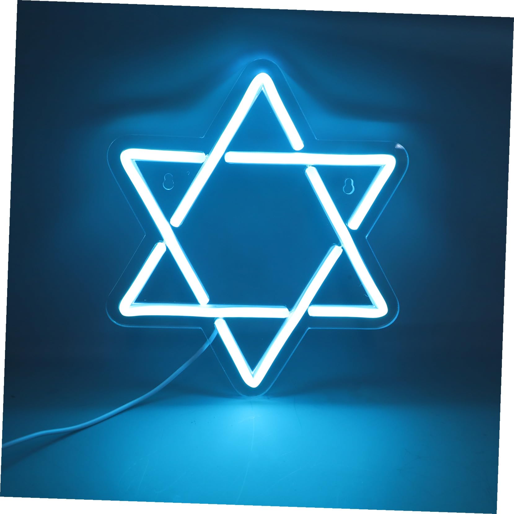 Amosfun Luces de Neón Hexagramas para Decoración Judía Moderna para Hanukkah Letrero de Neón LED para Pared Hogar y Eventos Festivos