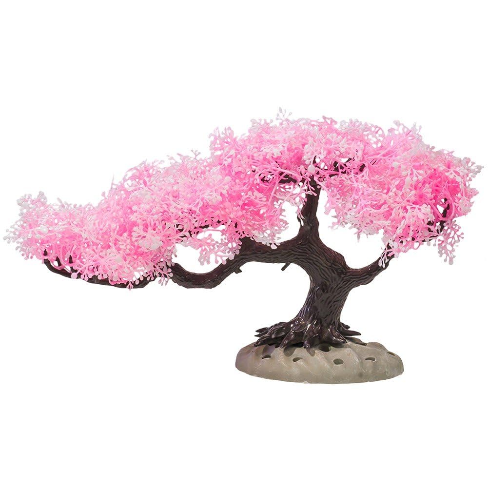 Fituenly Aquarium Artificial Plants Decor, Cherry Blossom Tree Grass Set Plastic for Fish Tank Accessories, Fish Tank Decorations