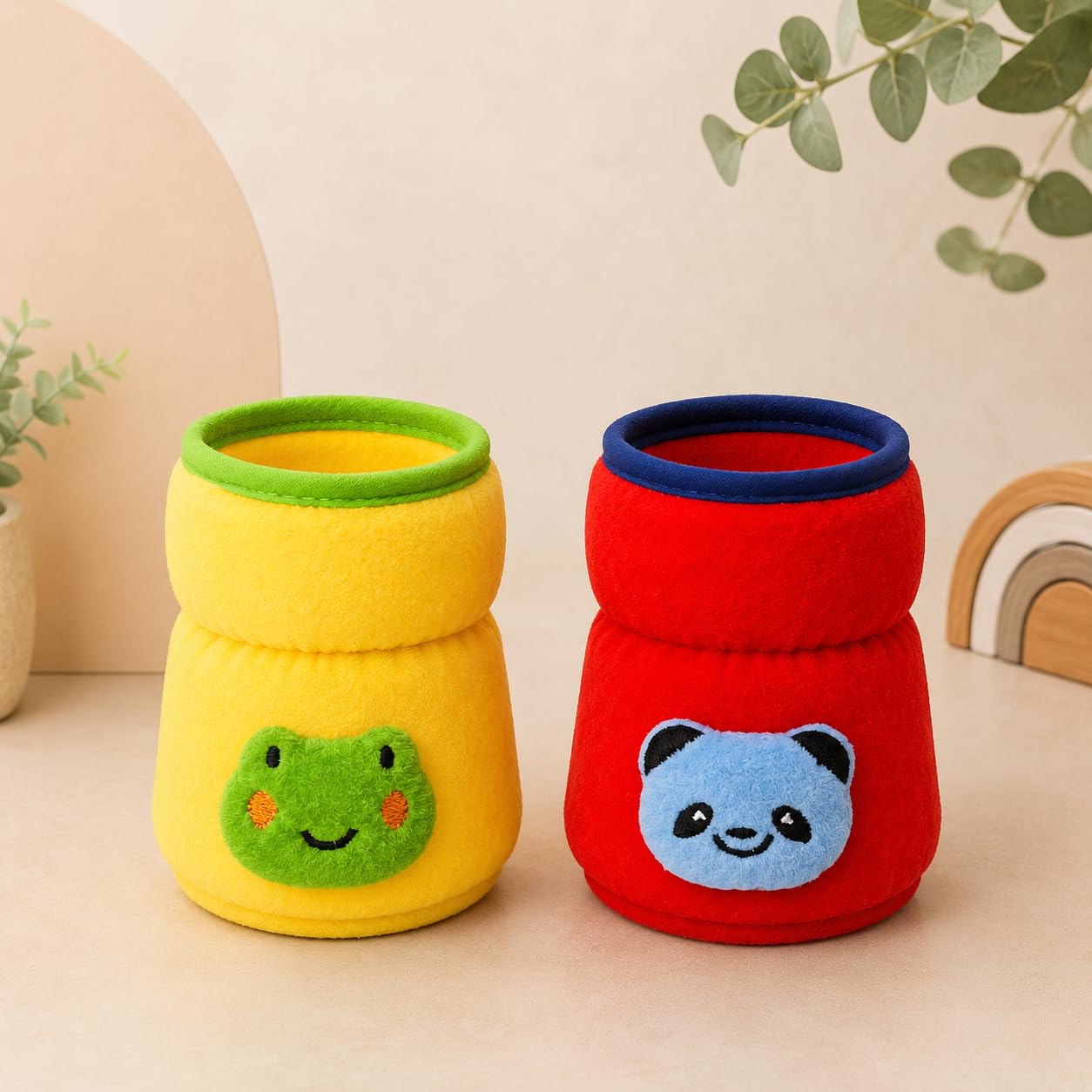 THE LITTLE LOOKERS Bottle Cover for Philips Avent/Wide Neck Feeders Soft Plush Stretchable Baby Feeding Bottle Cover with Easy to Hold Strap (Yellow & Red, Wide Neck 125ml/4oz)-image-43