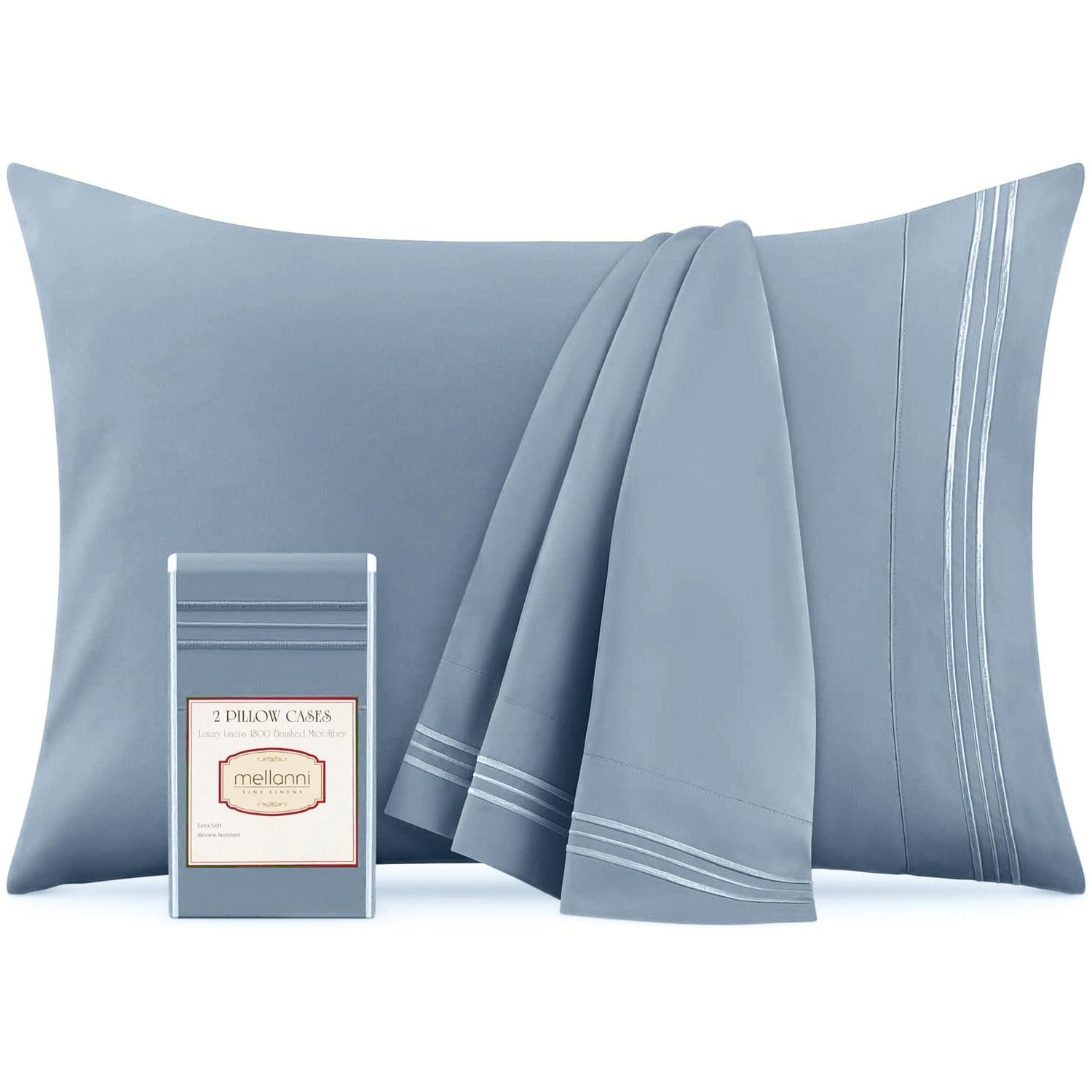 Mellanni Pillow Cases - Luxury, Extra Soft, Cooling Pillow Covers - 2 PC Iconic Collection Pillowcases - Envelope Closure (Standard/Queen 20" x 30",