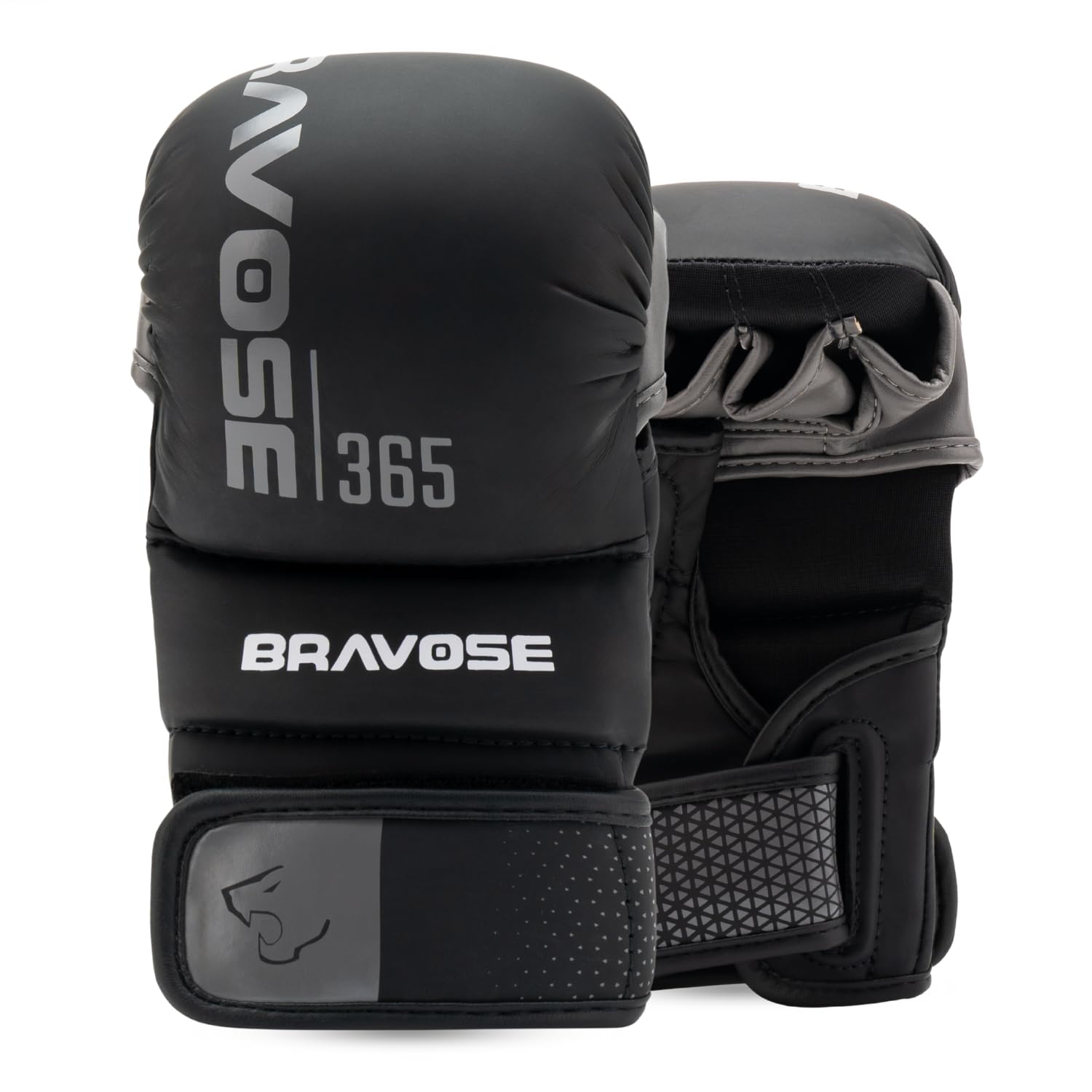 Bravose MMA Gloves for Men Women | Grappling Sparring Training Martial Arts Karate Gloves | Open Palm Fingerless UFC Cage Fighting Combat Mitts | Boxing, Taekwondo, Kickboxing, Muay Thai (L)