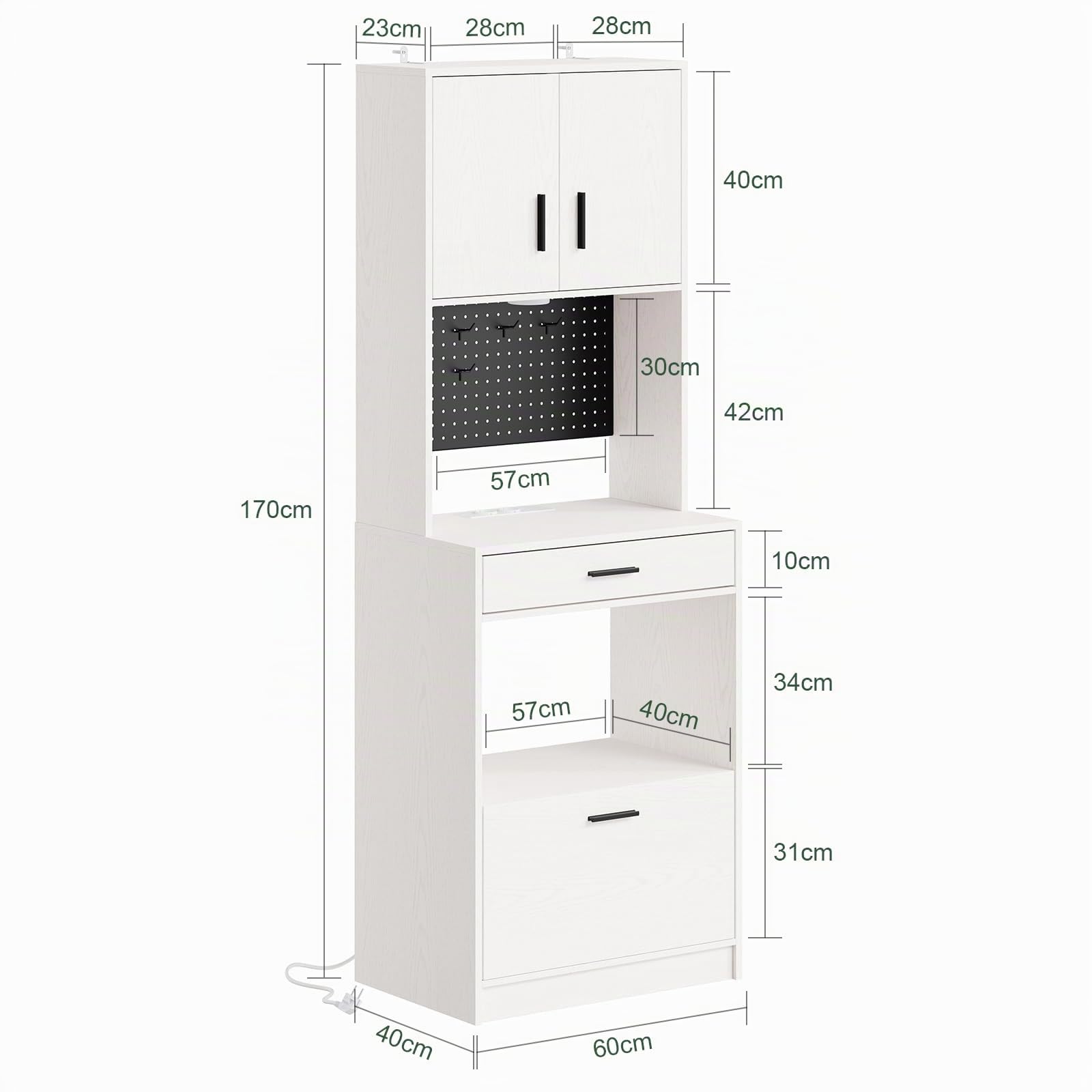 SoBuy Küchenschrank mit Steckdose und 2 USB-Anschlüssen 60x40x170 cm Küche
