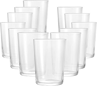 Bormioli Rocco Bodega Collection Glassware – Set Of 12 Maxi 17 Ounce Drinking Glasses For Water, Beverages & Cocktails – 17oz Clear Tempered Glass Tumblers, Transparent
