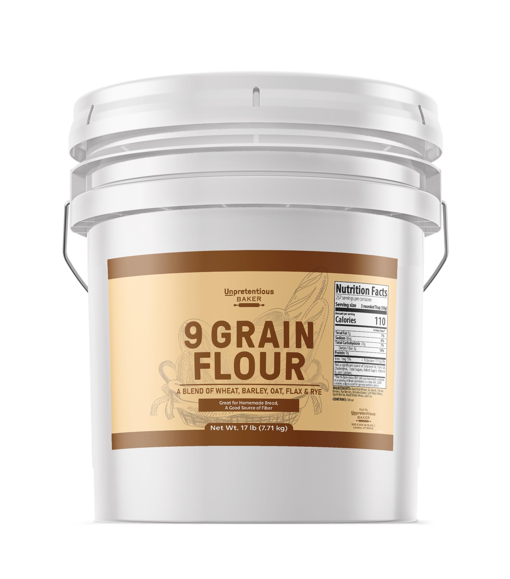 Unpretentious 9 Grain Flour, 3.5 Gallons, Bread & Dough, Food Storage, Fresh Homemade Bread