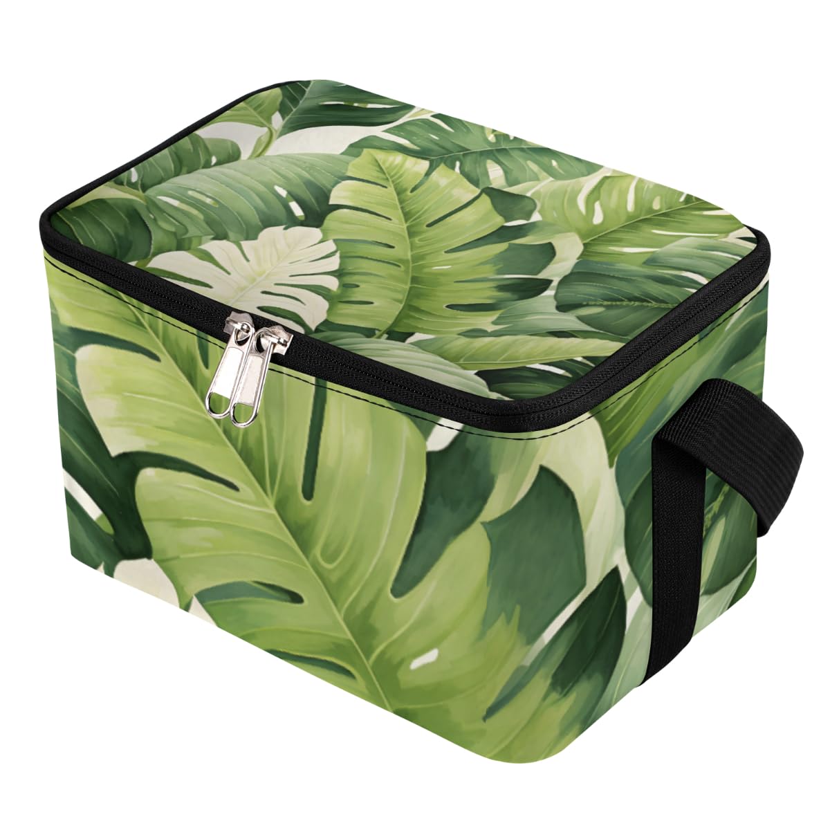 GzLeyigou Lunch Bags for Women Men 9 Cans,Summer Palm Leaves Hot & Cold Food Delivery Bag Insulated Grocery Bag Insulated Lunch Box Green Tropical Leaf Cooler Bag for Office Work Picnic Beach