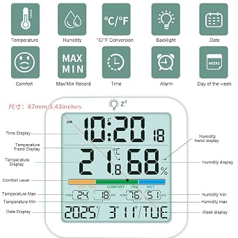 Temperature Humidity Meter Wireless Thermometer Sensor Easy to Read