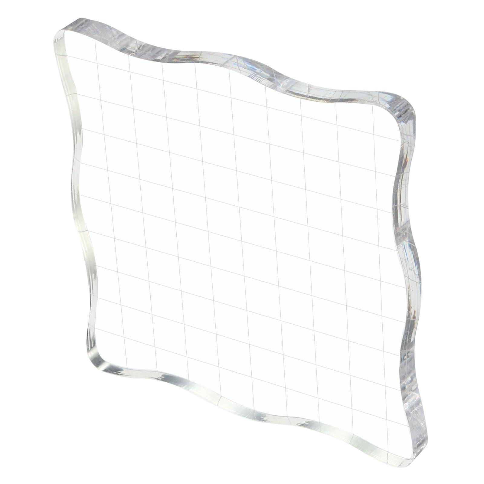 YOKIVE Acrylic Stamp Block with Grid Lines Decorative, Transparent Acrylic Blocks Wave, Great for Daily DIY Crafts