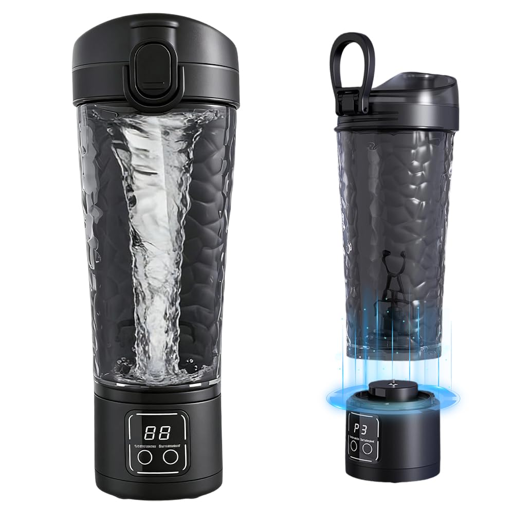 Rppiup Black Electric Protein Shaker Bottle, 700Ml/24Oz Usb Rechargeable Protein Shaker, 15S Clump-Free Shaker For Protein Shakes, Electric Blender Bottle Portable Gym Bottle For Gym And Travel (Black)