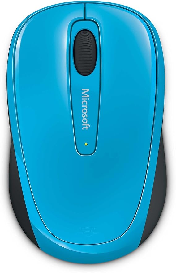 Microsoft Wireless Mobile Mouse 3500, Cyan Blue Gloss - Comfortable Ambidextrous Design, Snap-in Nano Receiver for Portability, USB Wireless Connectivity