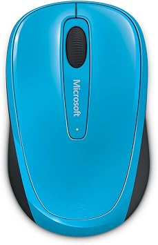 Microsoft Wireless Mobile Mouse 3500, Cyan Blue Gloss - Comfortable Ambidextrous Design, Snap-in Nano Receiver for Portability, USB Wireless Connectivity