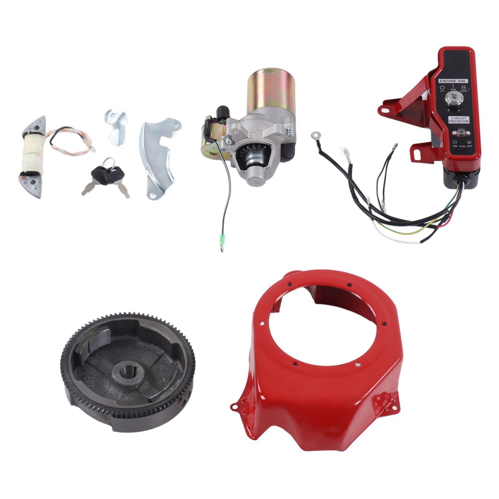 Kit de arranque eléctrico GX160 2KW 3KW Incluye motor con volante de inercia, cubierta grande eléctrica, compatible con generadores de gasolina 168F 170F