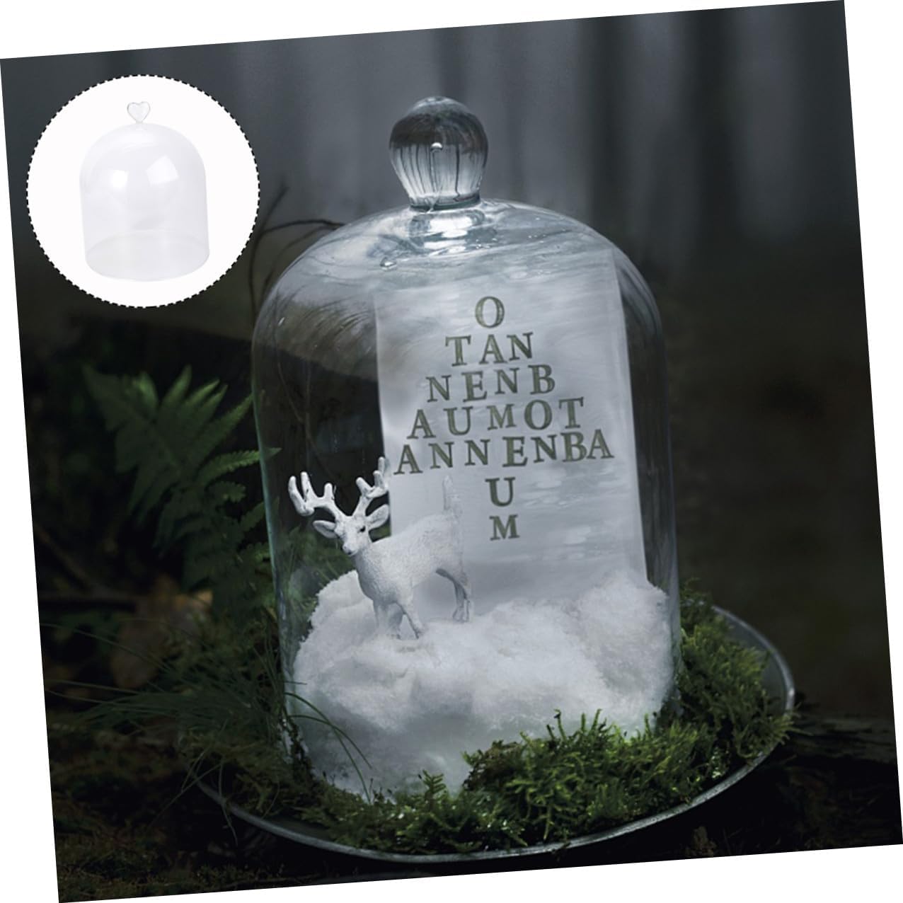 jojofuny Glass Heart-shaped Food Display Cover Dome, Glass Hood with Dustproof Function for Cake, Dessert, and Micro Landscape Protection in Home Kitchen Use