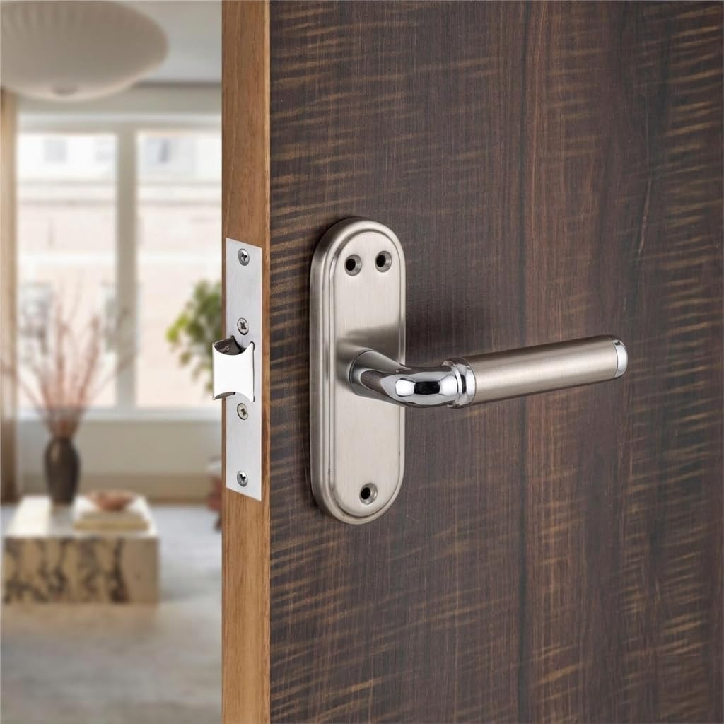 Bathroom Door Handle Set (Silver S.S) with Keyless Baby Latch-Tower Bolt| 5" |Push to Close Latch, Pull Handle | SS - 1001-image-19