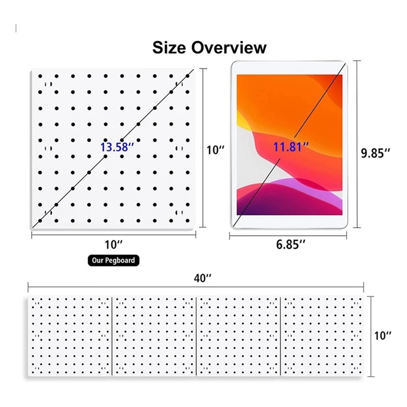 Werkzeugwand Stecktafeln, Stecktafel-Wand-Organizer-Paneele, for Wand, Bastelraum, Küche, Garage, Wohnzimmer, Badezimmer (8 Stück)