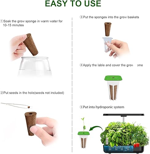 Miniatura 3 de Ambgrow 90 esponjas de cultivo y cestas para sistema de cultivo hidropónico, suministros hidropónicos para plantas de interior, compatibles con Idoo