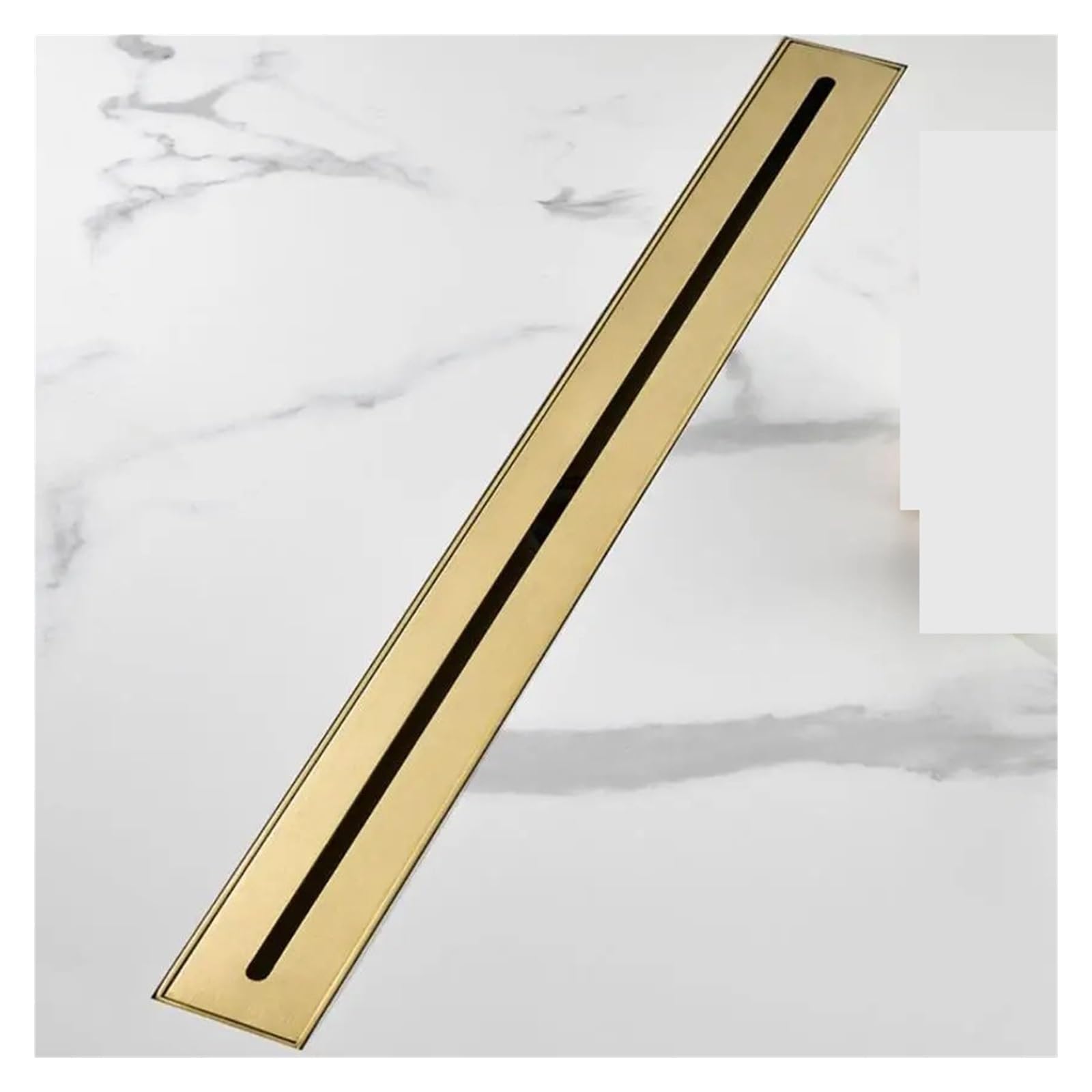 Desagüe Lineal para Ducha 30cm 60cm 80cm 304 Ducha de Acero Inoxidable Oro Pulido Drenaje Piso Drenaje Lineal Largo for baño Hotel(Brushed Nickel,60cm)
