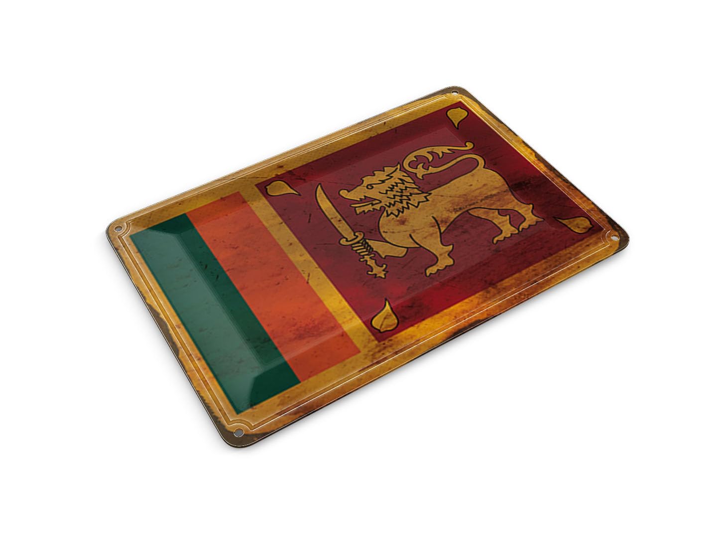 Femer Tin Postcard Sri Lanka Flag 14 x 10 cm Sri Lanka Rust Decorative Sign