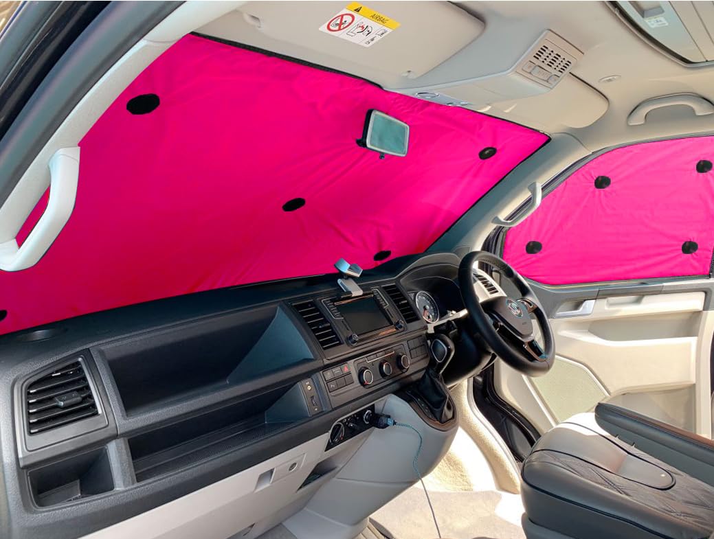 Covprotec Barn Door Thermal Blinds, Compatible/Replacement For Volkswagen Transporter T6.1 (2020-Date) Backing Colour In Pink
