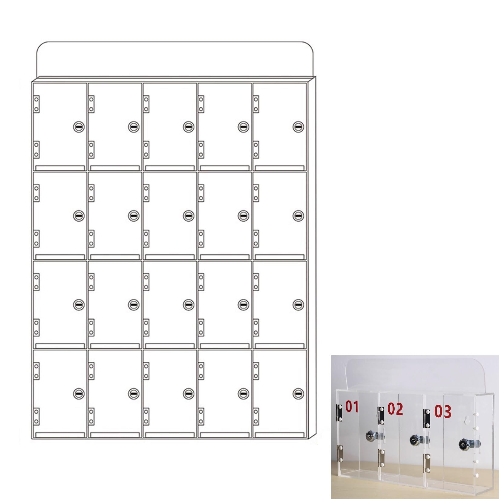uofgcru Mobile Phone Cabinet Box Cabinet Office Supplies Cell Phone Storage Desktop Transparent Acrylic Mobile Safe Deposit Box With Lock Type A-57×7×73.7cm(20 Slot)