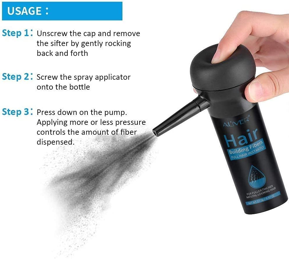 Hair Fibres with Pump Application, Hair Thickening Products for Men Women, Premium Hair Powder, Professional Hair Spray for Thinning Hair & Bald Spots - Image 4