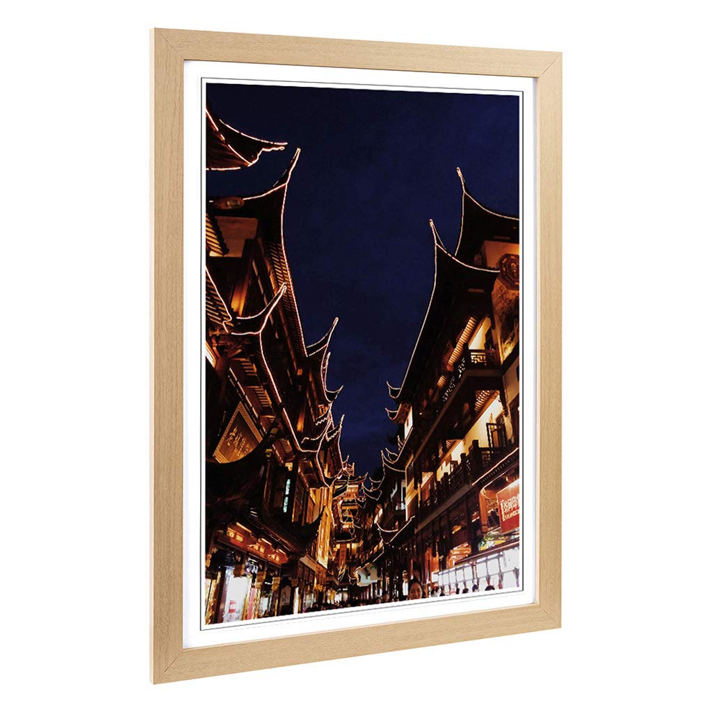 Big Box Art Framed Print of Architecture Shanghai China (3) Design | Wall Art Picture | Home Decor for Kitchen, Living Room, Bedroom, Hallway, Oak, A2 / 24.5x18 Inch / 62x45cm