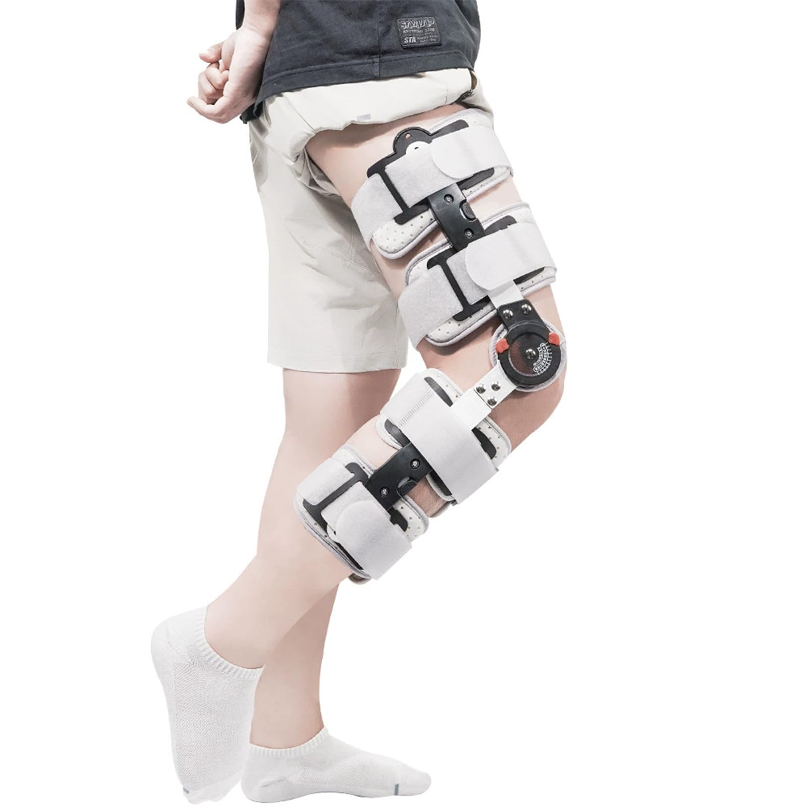 SFKLYU Fascia di Supporto per Ginocchio Regolabile per Uomo e Donna, Ginocchiera con Cerniera, Ginocchiera Post Operatoria con Stabilizzatori Laterali Cerniere per Il Recupero da Infortuni