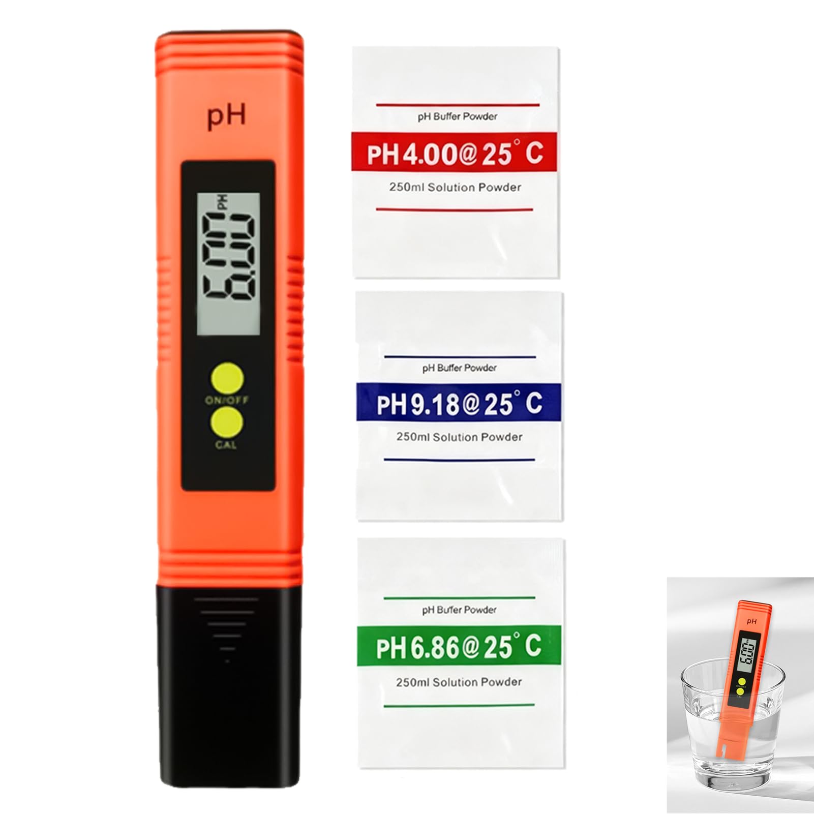 Medidor de PH Digital Alta Precisión Rango 0-14 con Calibración Automática y Compensación de Temperatura Automática Pantalla LCD