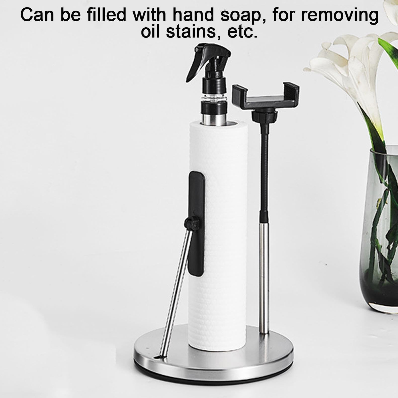 Portarotolo spray | Supporto verticale in acciaio inox per piano di lavoro, cucina, bagno, soggiorno, dormitorio, design salvaspazio