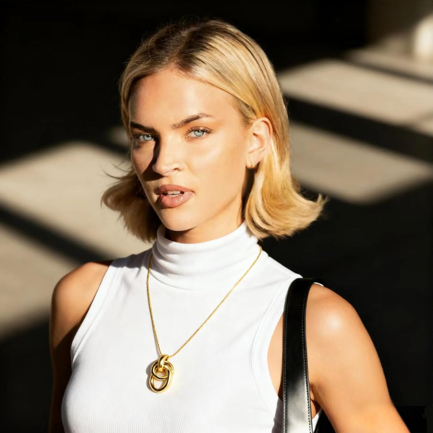 Chunky 14K Gold Plated Pendant Necklace for Women 14K Gold Plated Statement Necklace Non Tarnish Knot Circle Pendant Trendy Jewelry - Image 4