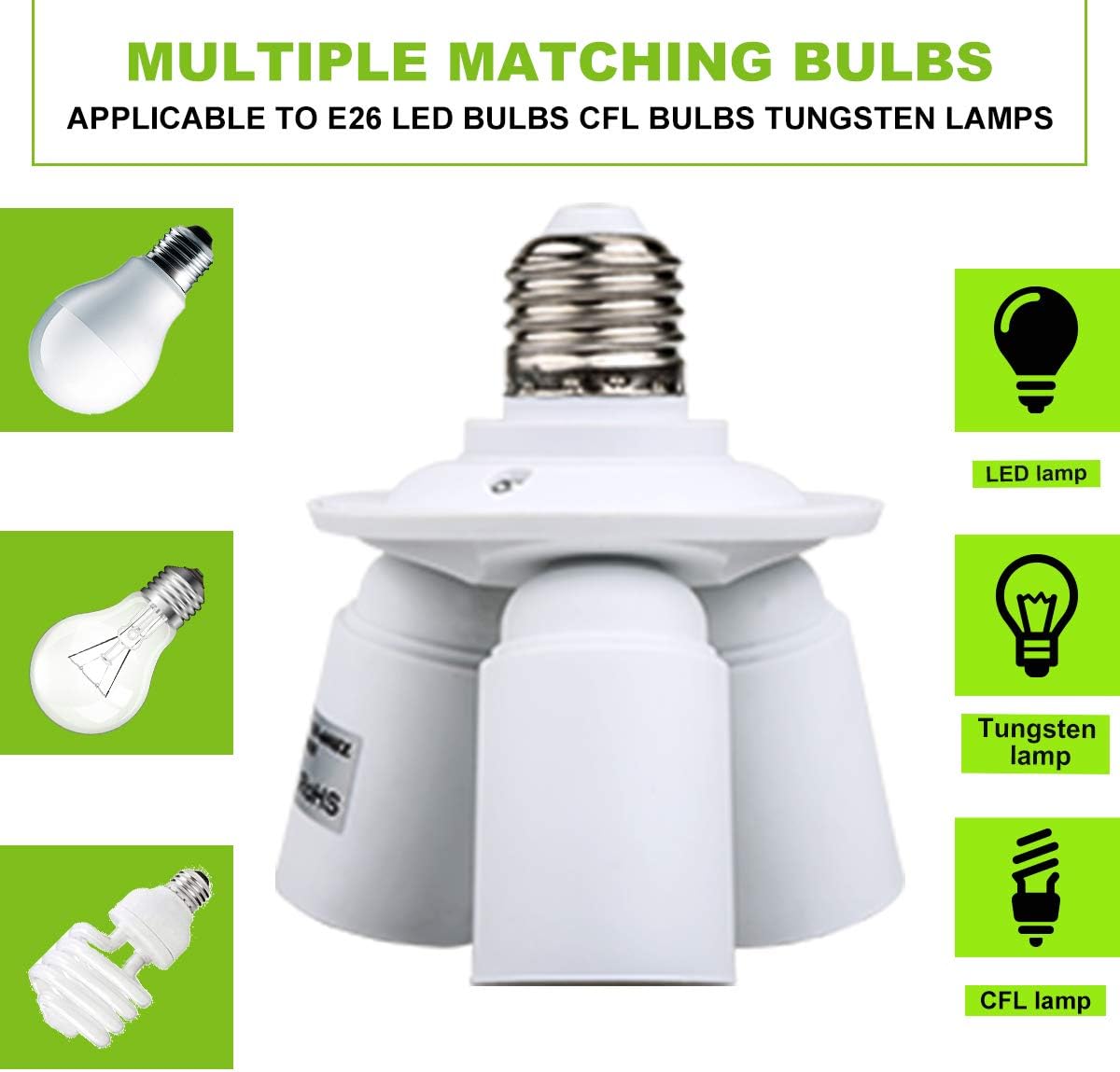 Toplimit 3 in 1 Standard LED Light Bulb Lamp Socket Adapter 