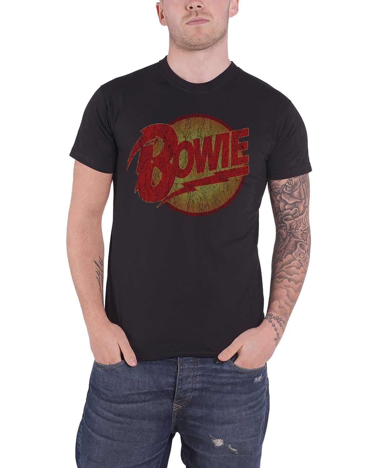 David BowieT Shirt Diamond Dogs Vintage Distressed Logo Official Mens Black