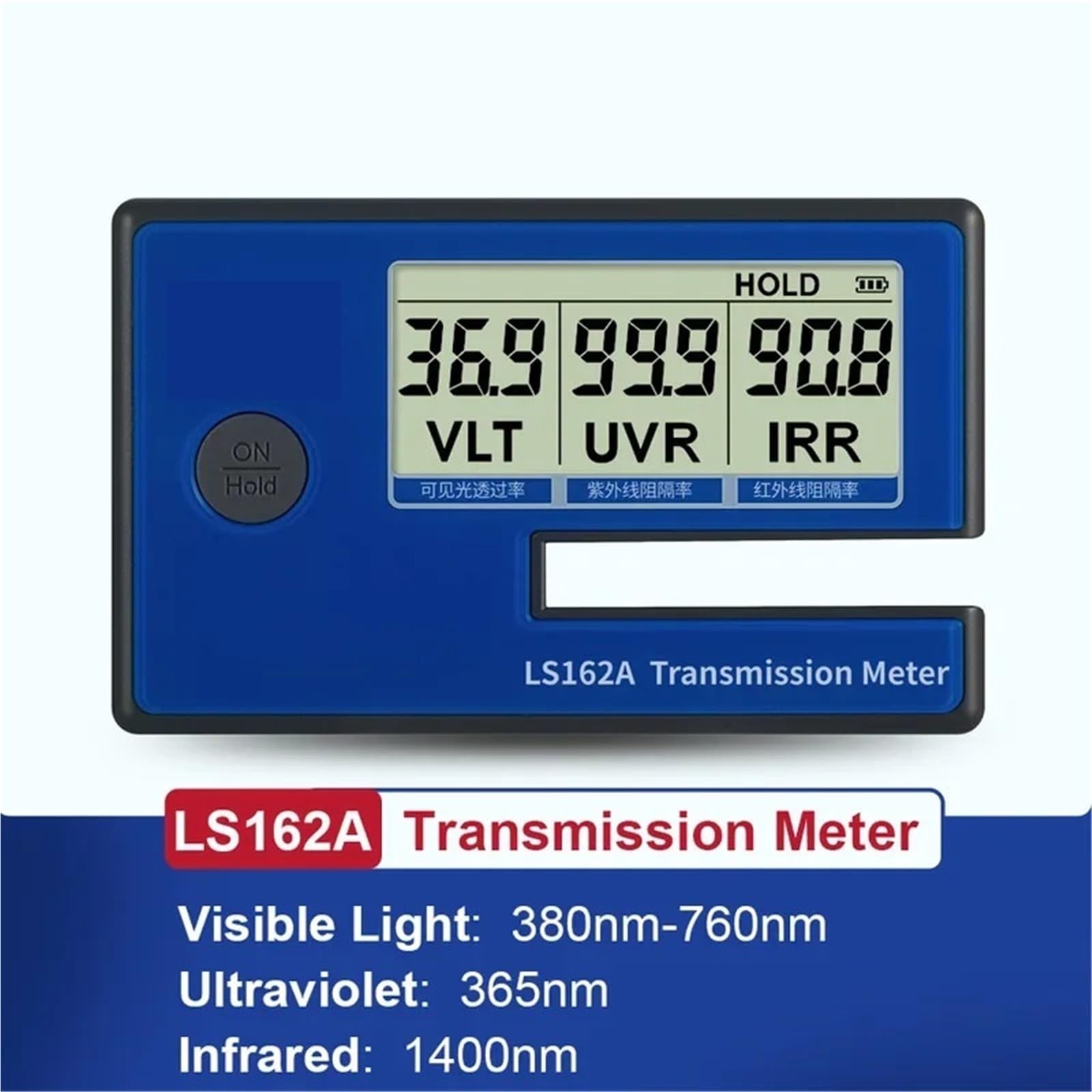 Probador de fibra óptica, Probador de película solar, medidor transmisión luz IR, UV y VLT for ventanas, for tintado vehículos LS162 LS162A(162A)