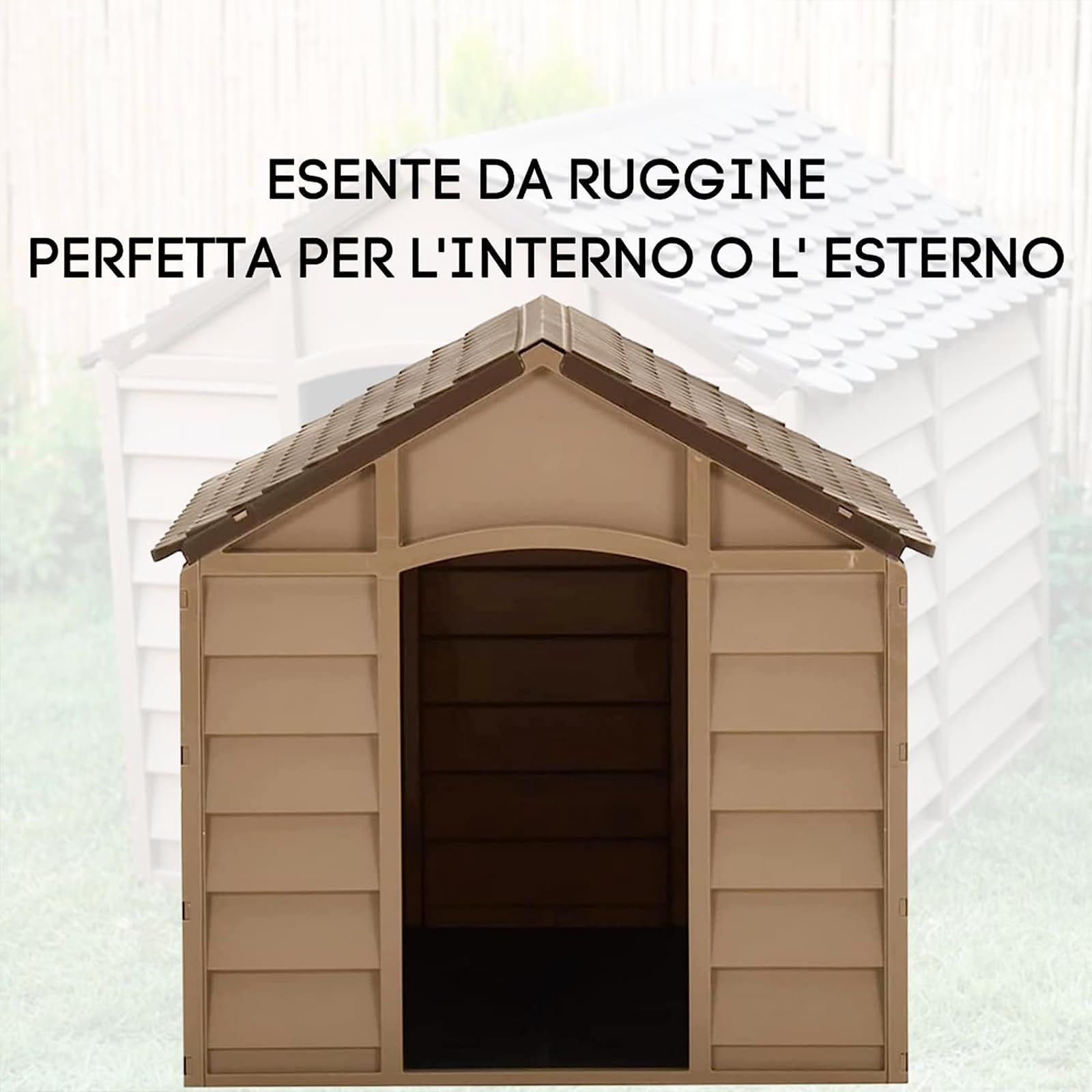 Mondo Viro Cuccia da esterno per cani di taglia media e grande in resina beige e marrone (Taglia Grande)