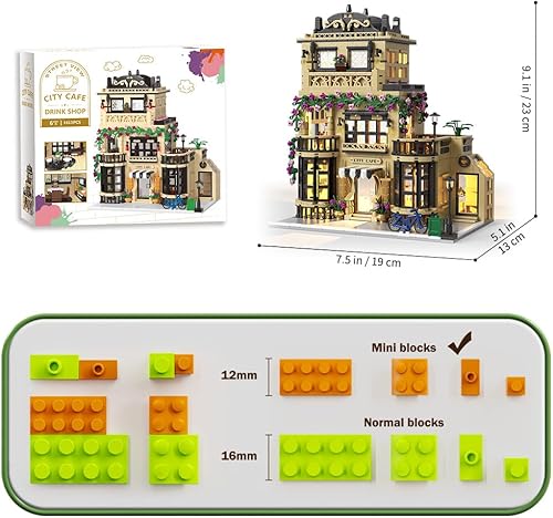 Miniatura 4 de City Cafe - Juego de bloques de construcción, cafetería, ciudad, calle, casa, juguete de construcción para adultos y adolescentes, 1413 piezas, mini