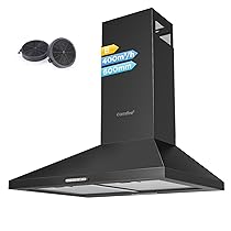 COMFEE’ Cappa Aspirante 60 cm PYRA17B-60 Nera Cappa Cucina con LED, Sistema di Ricircolo e Canalizzazione e Filtri a Carbone