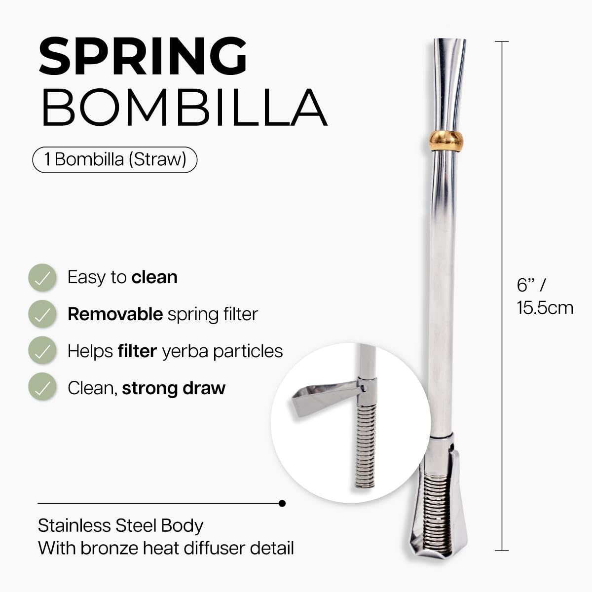 Acero Inoxidable Primavera Bombilla Pajita Hecho En Argentina