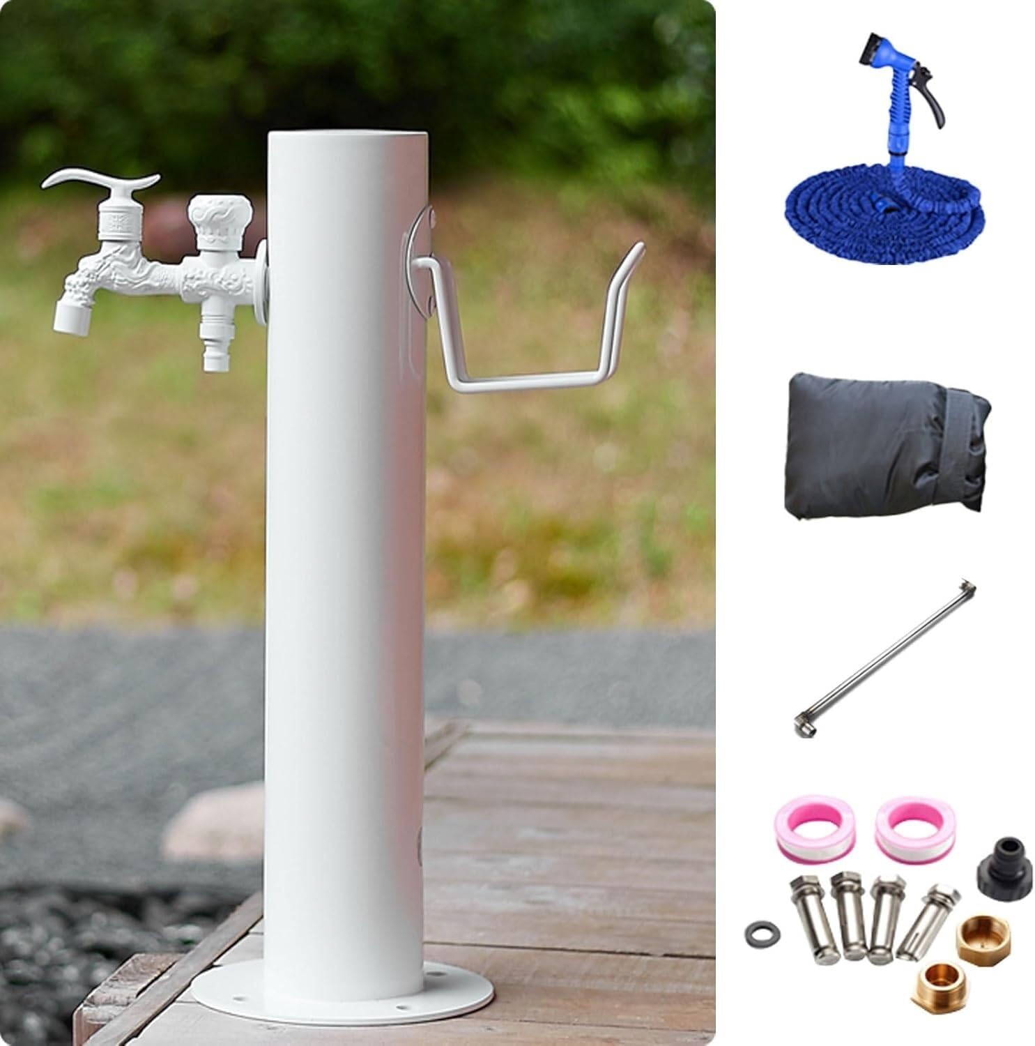 LXXW Outdoor Faucet Water Column 304 Stainless Steel Garden Water Column with Faucet - Freestanding Irrigation System for Backyard Farm & Pasture