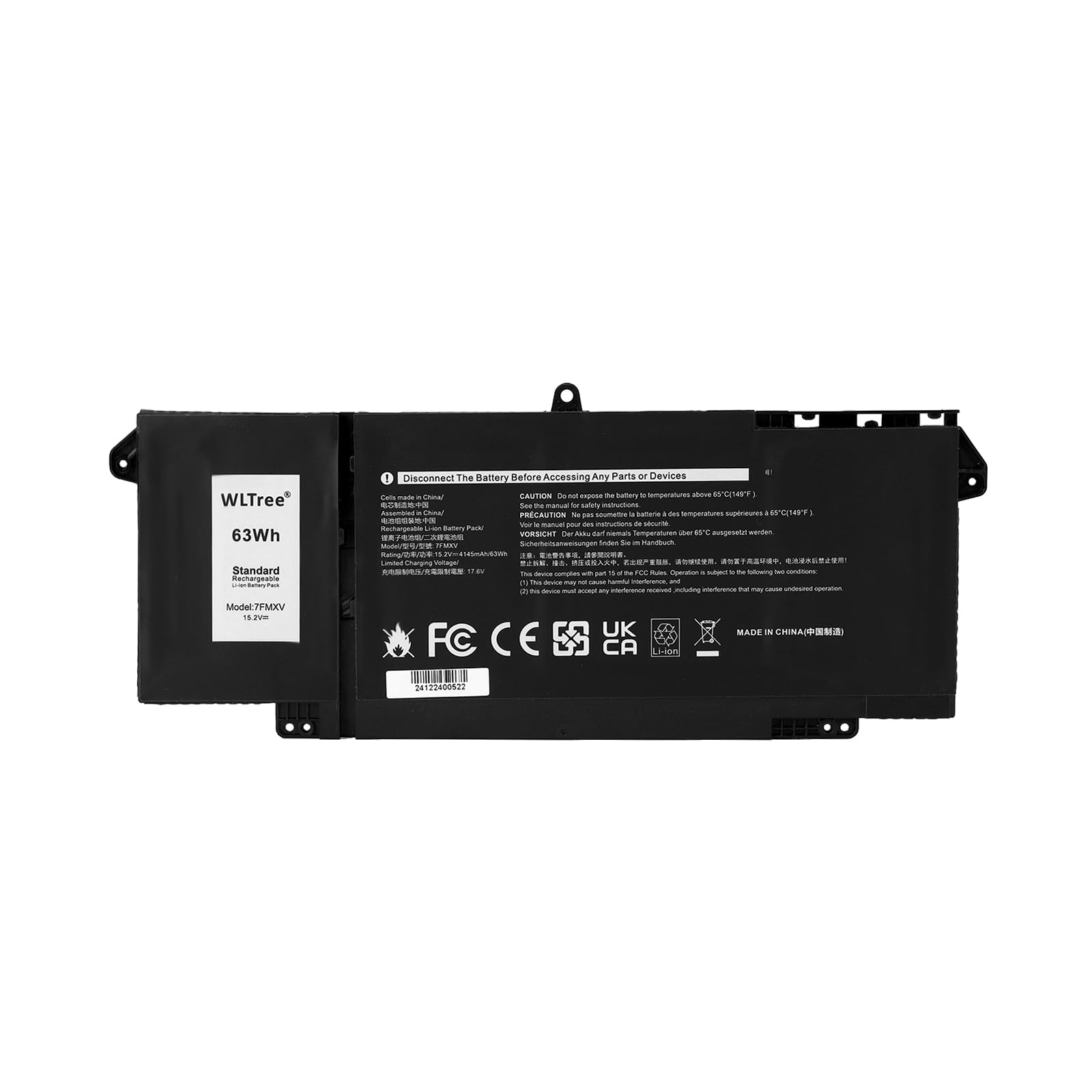 15.2V 63WH 7FMXV Batteria per Dell Latitude 5320 7320 7420 7520 13 5320(2-in-1) Series TN2GY 0TN2GY 9JM71 4M1JN 1PP63 727CG HDGJ8 0HDGJ8 MHR4G CN-0727CG CN-0TN2GY Notebook Battery