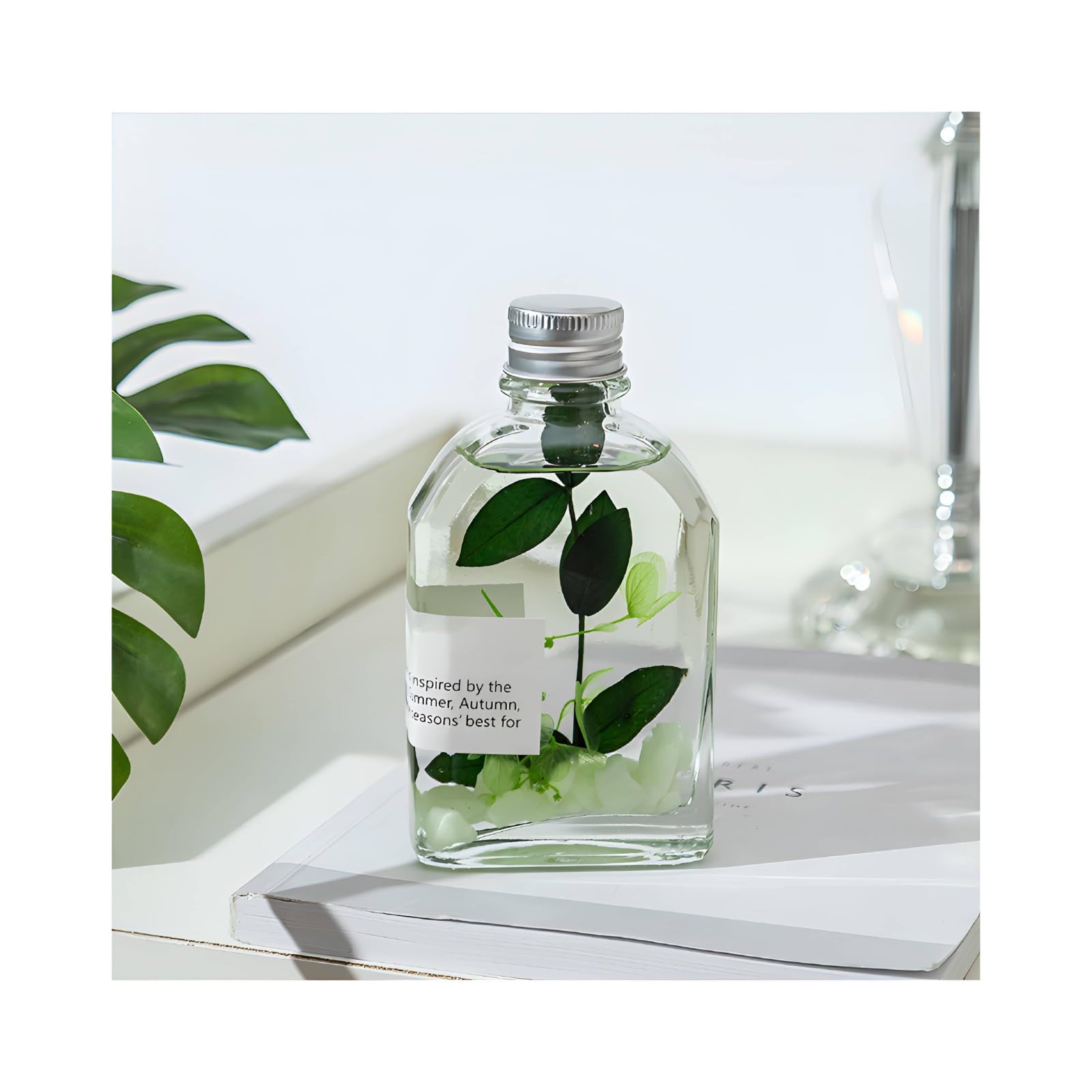 Reed Dyfuzor z 10 patyczkami rattanowymi, suszone kwiaty, 100 ml, dyfuzory olejków eterycznych do aromaterapii, do domu, biura, łazienki, relaksujący prezent zapachowy na urodziny (Early Morning)