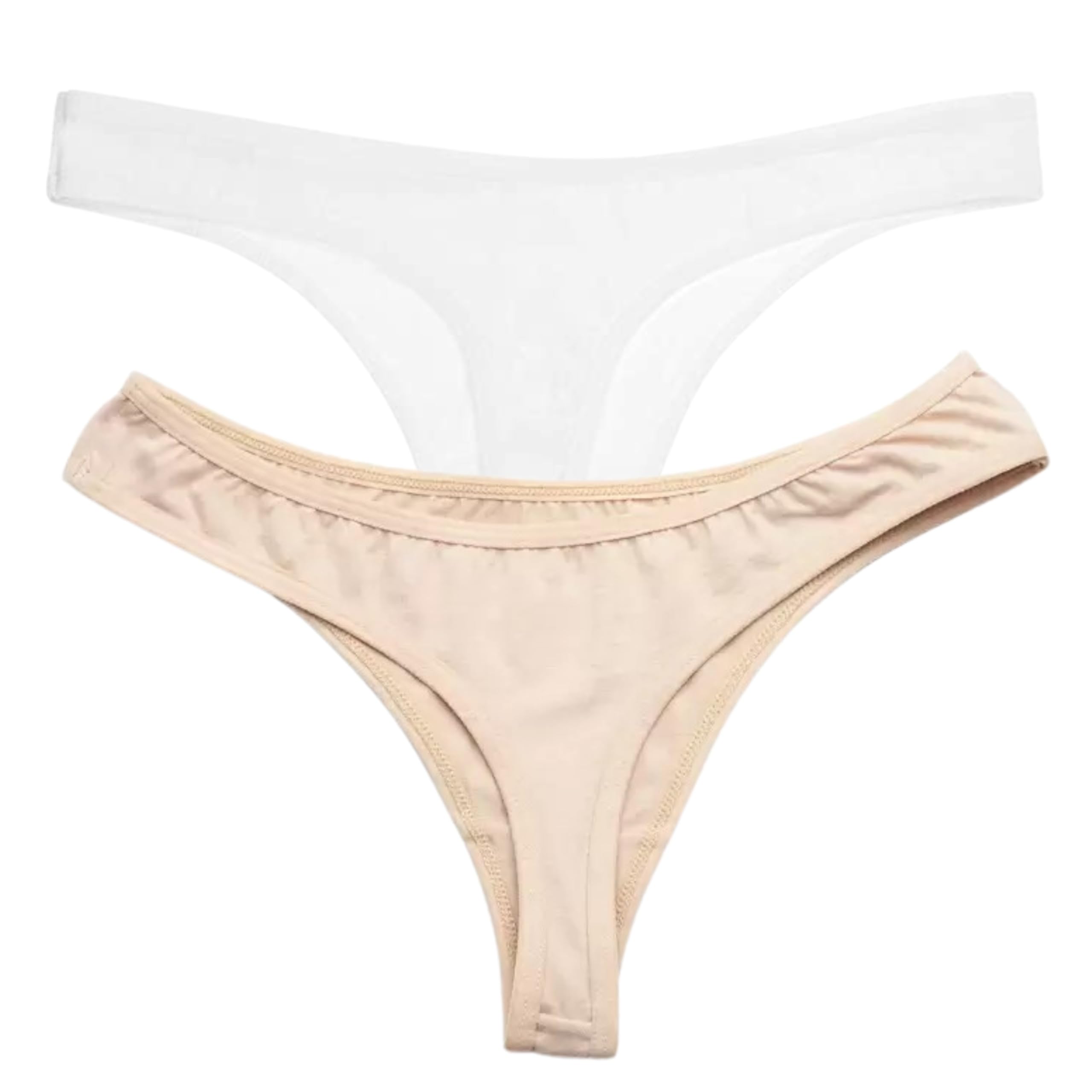 vpsk Women's Cotton Fitted Bikini Style Underwear|Women Thong Panty|Sexy Solid G-String Sexy Lingerie Panties Briefs|100% Super Cotton White,Nude Thong Panty Pack of 2-picture-51