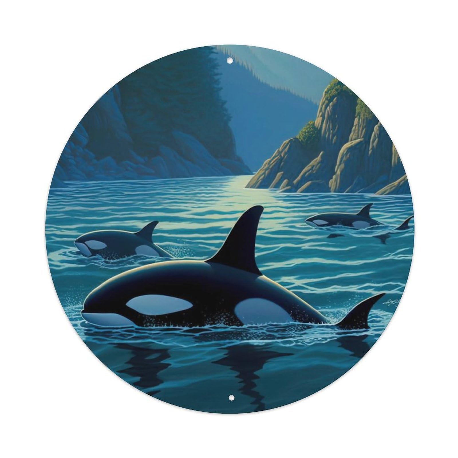 Animal Artwork Killer Whales in The Sea Metal Tin Sign
