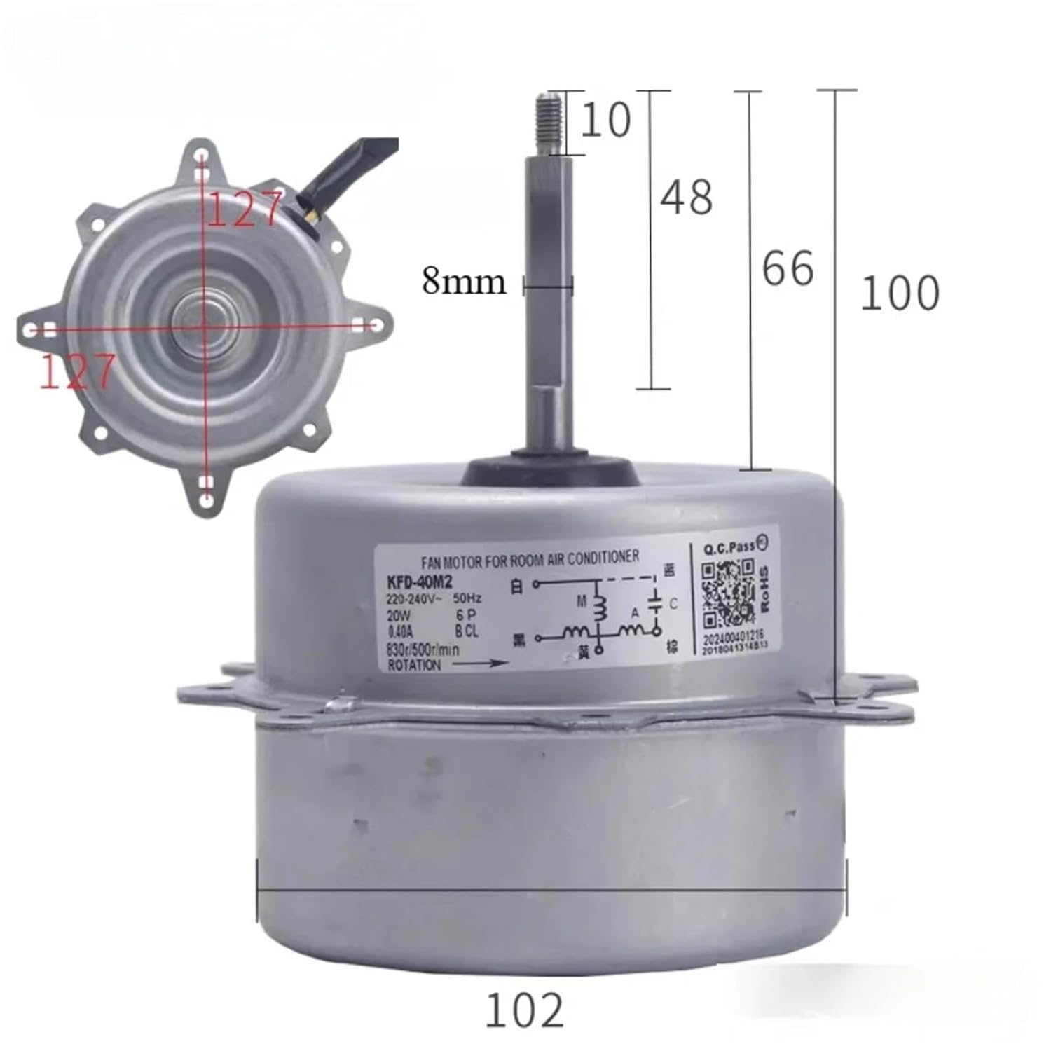 for Air Conditioner Outdoor Unit Fan Motor KFD-40M2 20W 6P 50Hz 220-240V Conditioning Parts