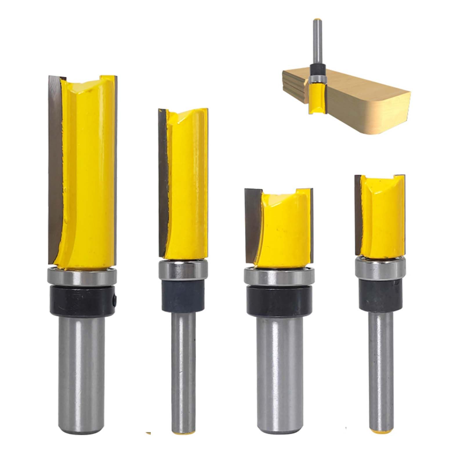 Fresa de enrasado de 4 piezas con vástago de 8 mm, fresa para copiadora y fresadora, rodamiento de bolas, fresa de ranura de 8 mm