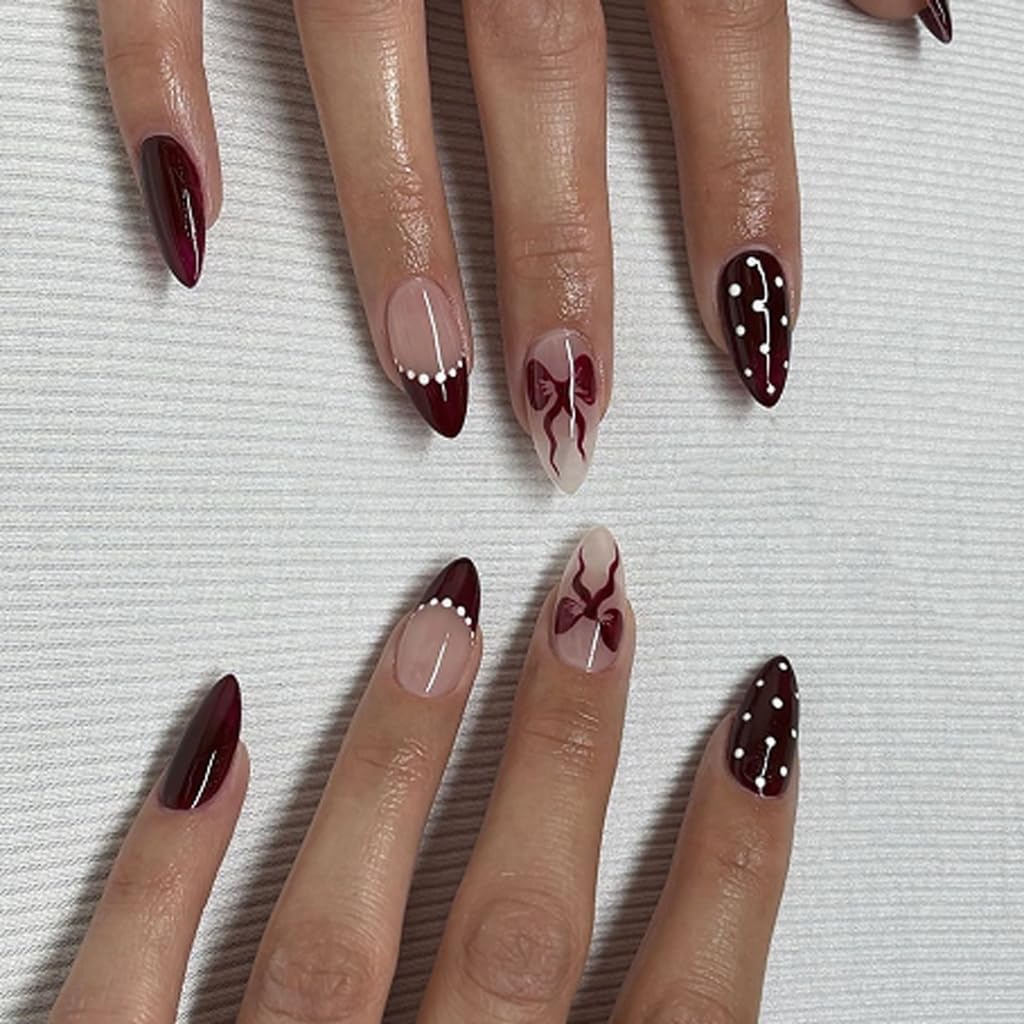 Almond Fake Nails Glossy Acrylic Artificial Nails Stick on Nails for Womens 24Pcs 12Sizes Glues On Nails