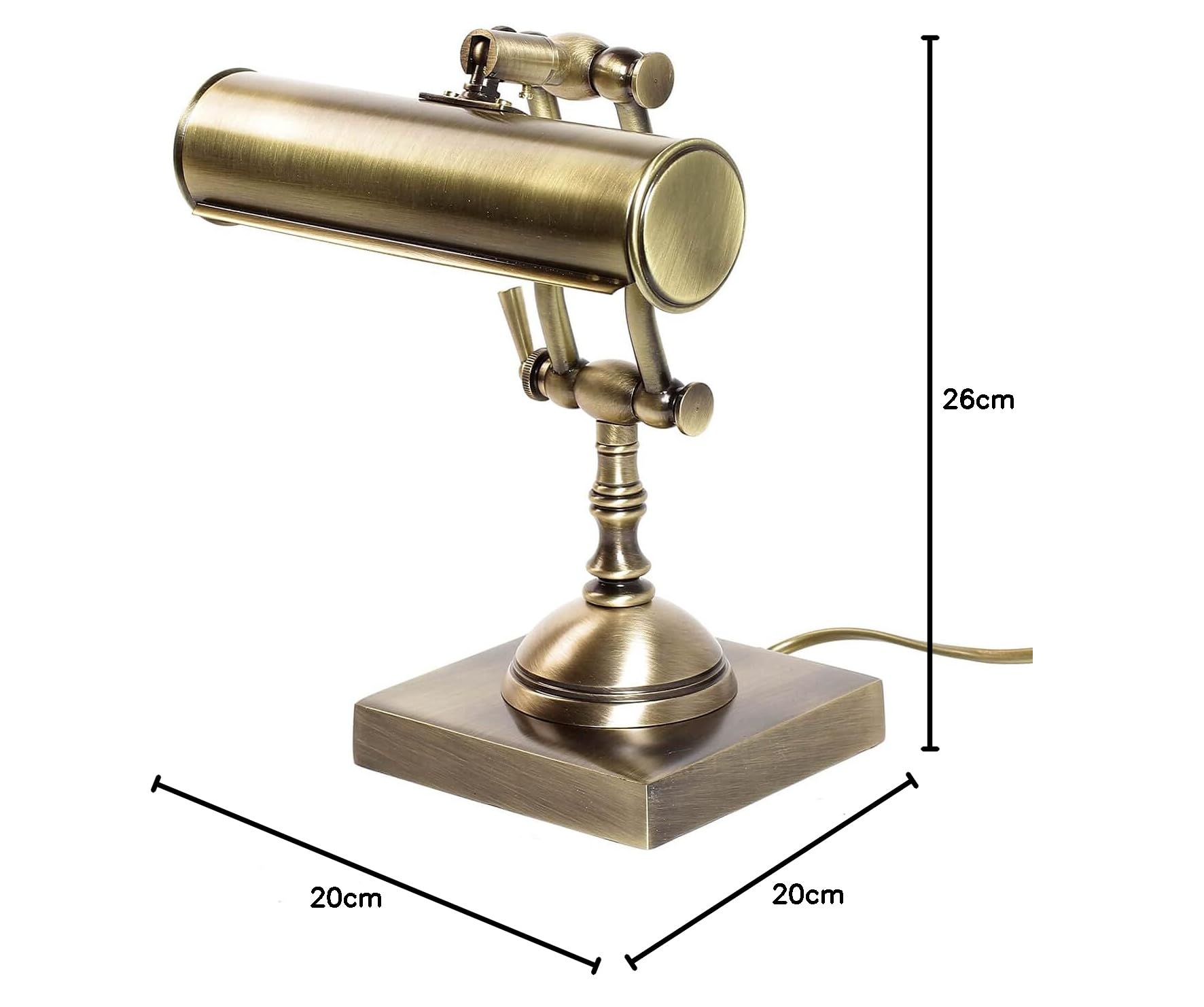 Licht-Erlebnisse Bankerleuchte Echt-Messing in Bronze glänzend Büro Arbeitszimmer H:26 cm E14 Handarbeit Vintage schwenkbare Tischlampe Wohnzimmer