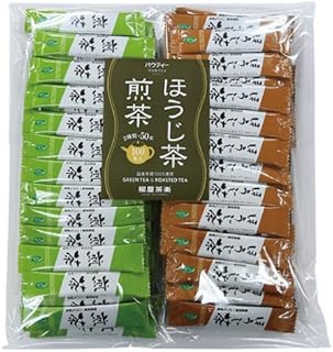 【 煎茶 ＆ ほうじ茶 スティック 1杯分 × 各50本 計100本入り 】 業務用 インスタントティー 粉茶 粉末茶 パウダー茶 パウティー