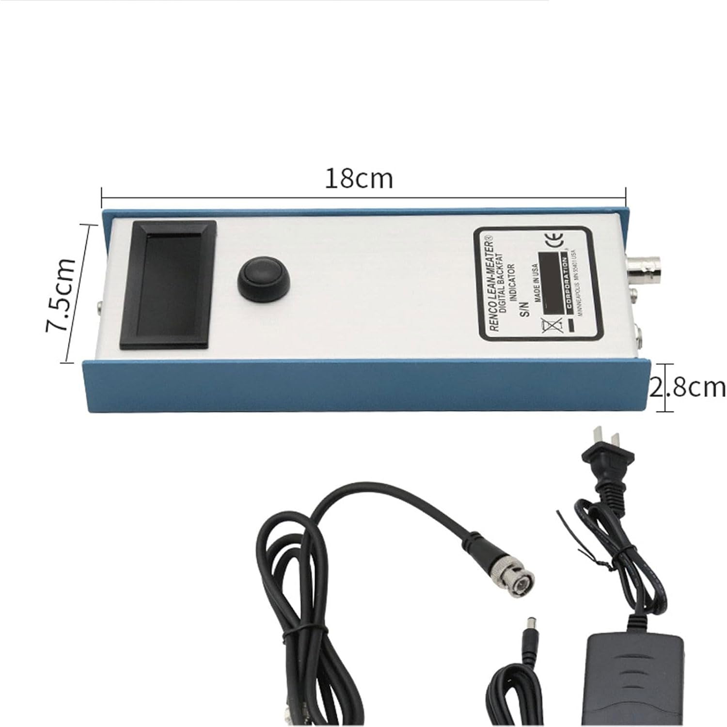 Medidor de grasa de cerdo de alta precisión, probador portátil para medir el grosor de la grasa dorsal de 4 a 45 mm, equipado con tres luces indicadoras para uso en ganado