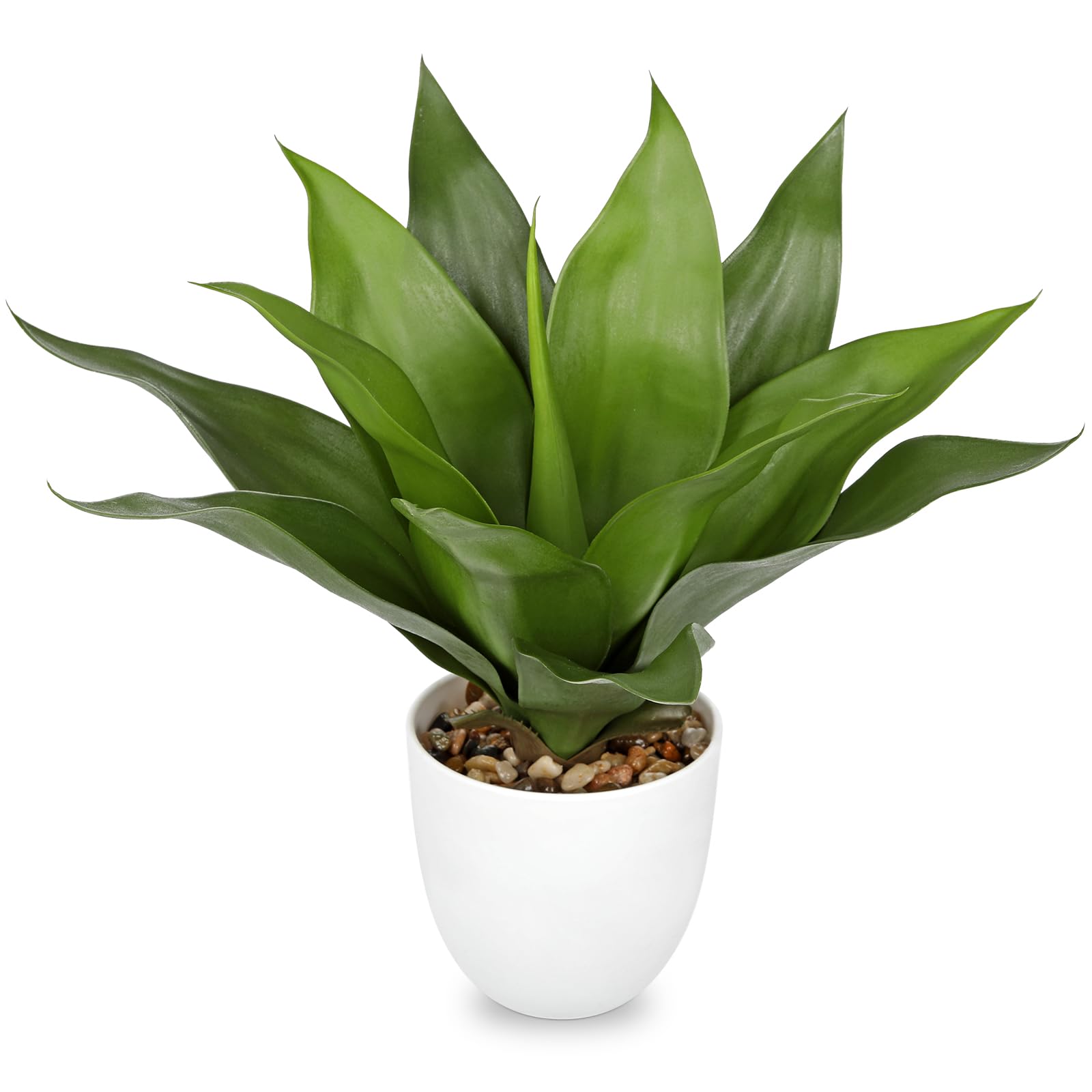 GnFlus Fake Agave in White Pot
