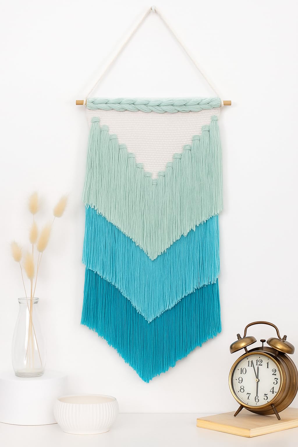 Shiv Charan Abstract Cotton Bohemian Nordic Woven Fabric Wall Decor Tapestry, Hippie Beautiful Geometric Art Macrame Boho Wall Hanging For Apartment, House Living Room Decoration, Multicolour