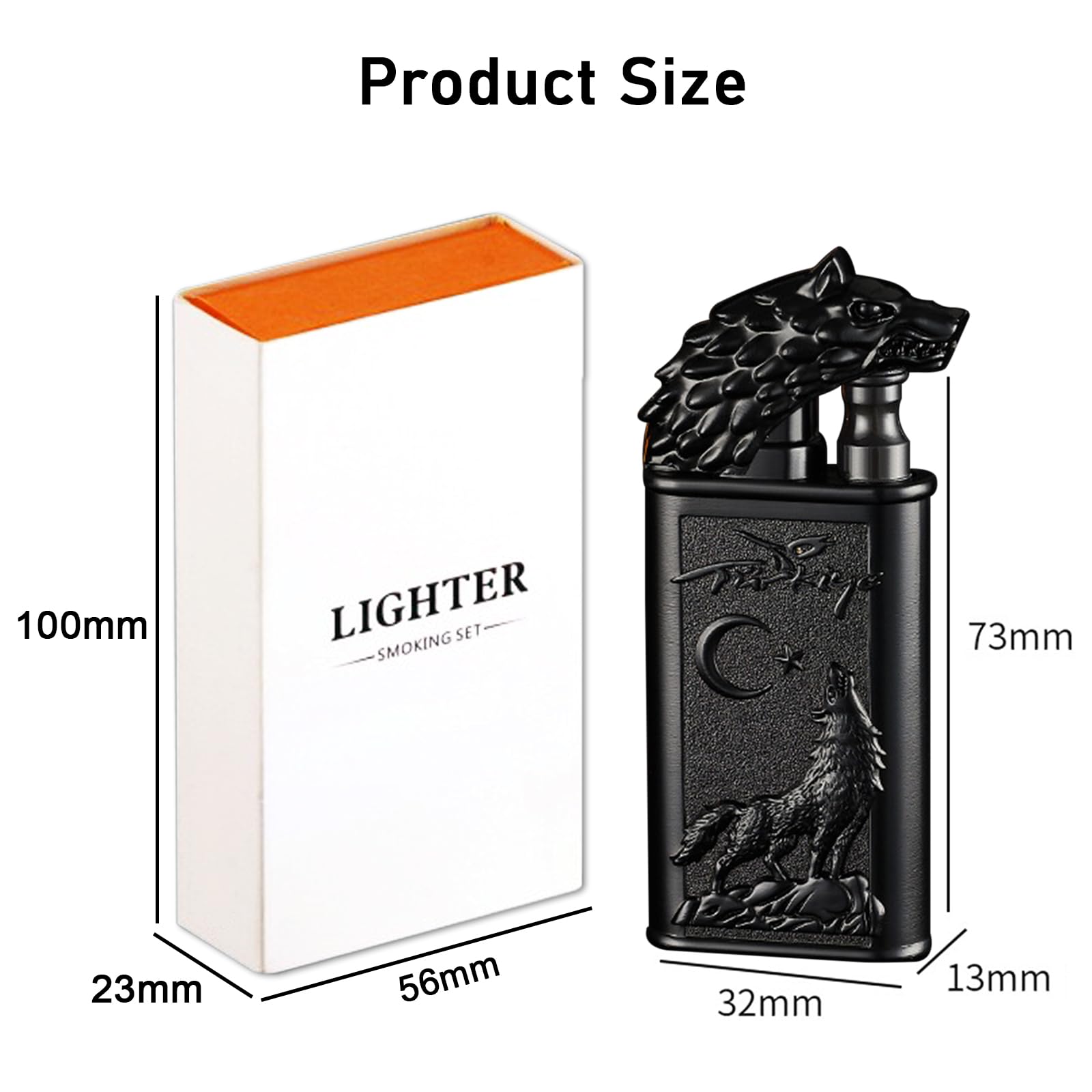 Briquet double flamme coupe-vent réglable au butane rechargeable pour bougies, barbecue, cuisine, camping (sans butane)